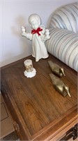 2 brass duck  figures and more Table not included