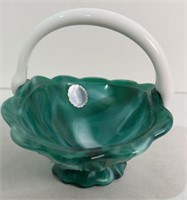 IMPERIAL GLASS GREEN SLAG BASKET