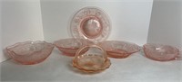 (6) PINK WESTMORELAND WOOLWORTH GRAPE  DISHES