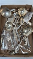 LARGE LOT OF SILVER PLATED SERVING UTENSILS