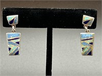 Sterling Silver Turquoise & Lapis Earrings