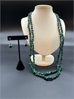 Sterling Silver Malachite Necklace & Earrings