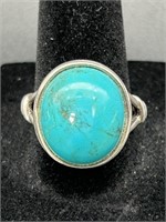 Sterling Silver Turquoise Ring Size 9 Total Wt