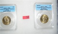 Pair of graded uncirculated Golden Dollar Preseden