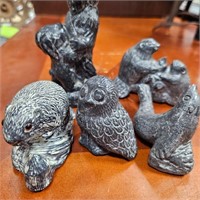Lot of 5 carved soapstone figures