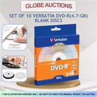SET OF 10 VERBATIM DVD-R(4.7-GB) BLANK DISCS