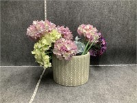 Ceramic Planter and Faux Flowers