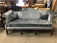 Blue Velvet-like Upholstered Couch