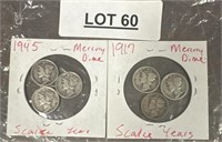 1917 and 1944 Mercury dimes