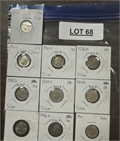 10 - dimes ranging from 1946 to 1964