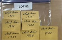7 - wheat grain pennies ranging from 1930 to 1939