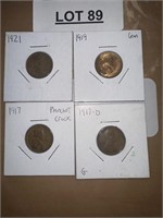 4 - pennies ranging from 1917 to 1921