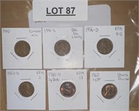 6 - pennies ranging from 1940 to 1960