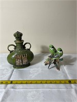 Vintage king and queen decanter and bird display
