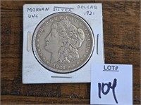 1921 Morgan silver dollar marked uncirculated