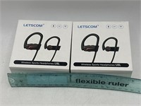 NEW Lot of 2- LETSCOM wireless Sports Earbuds U8L