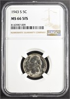 1943-S JEFFERSON NICKEL NGC MS66 5FS