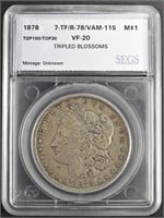 1878 7TF REV. 78 MORGAN DOLLAR VAM-115 SEGS VF-20