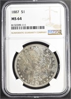 1887 MORGAN DOLLAR NGC MS64