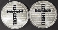 (2) 1 OZ .999 SILVER LORD'S PRAYER ROUNDS