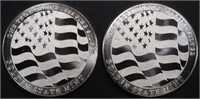 (2) 1 OZ .999 SILVER FLAG ROUNDS