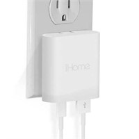 iHome 20W USB-C & A Dual Port Charger, White
