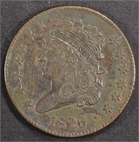 1826 CLASSIC HEAD HALF CENT AU/UNC