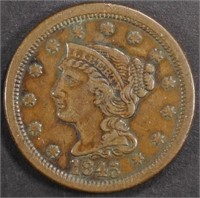 1845 BRAIDED HAIR LARGE CENT XF