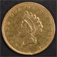 1855 T-2 $1 GOLD AU/BU