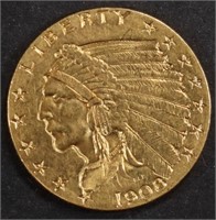 1908 $2.5 GOLD INDIAN CH BU