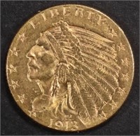 1913 $2.5 GOLD INDIAN CH BU