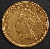 1856 $3 GOLD PRINCESS NICE BU GOOD STRIKE