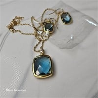 Necklace & Earring Blue Cabochon Costume Jewelry