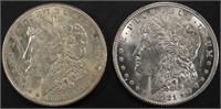 (2) 1921 MORGAN DOLLARS CH BU