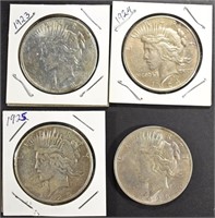 (2) 1923, 1924, 1925 PEACE DOLLARS AU