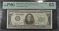 1934A $500 FED RES NOTE NEW YORK PMG CH UNC