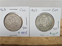 2-1963 50 CENT COINS