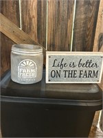 Farm Sign & Jar