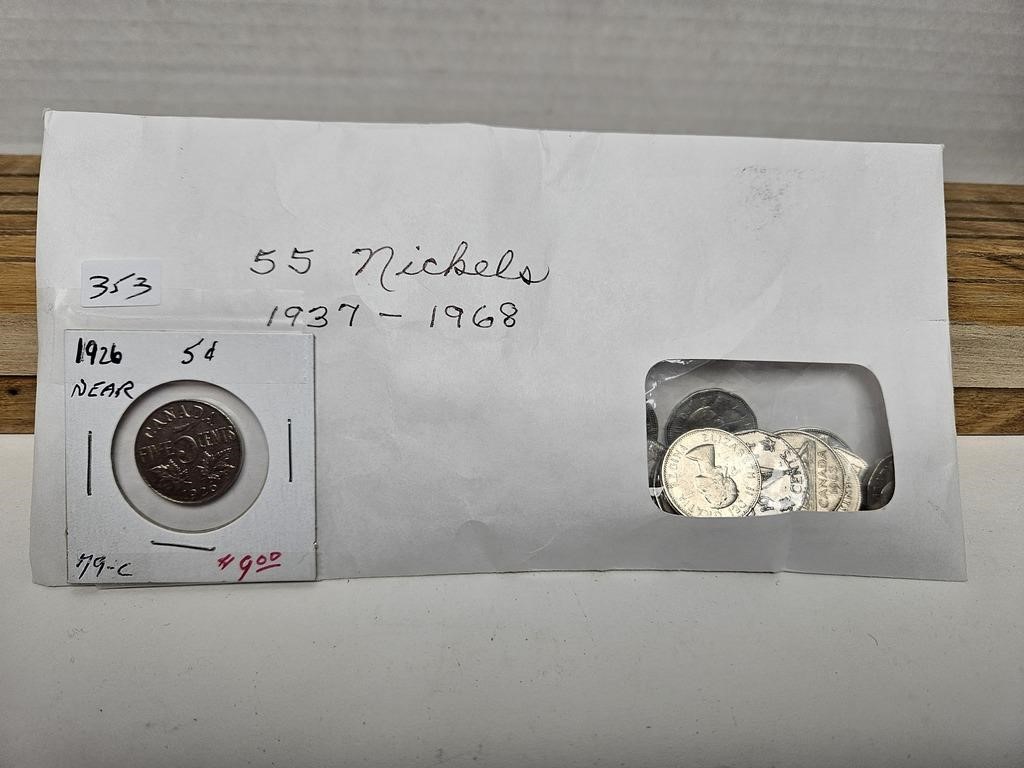55 NICKELS PLUS 1-1926 NEAR DATES VARY FROM