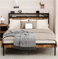 Queen Bed Frame with Charging Station