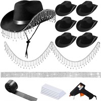 6 Sets Cowboy Hat DIY Set Cowgirl Hat, Black