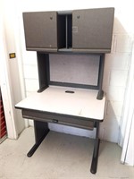 Desk with hutch and drawer gray heavy