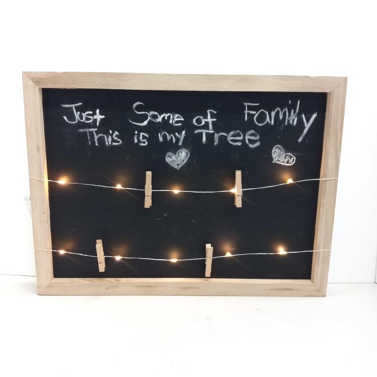 Lighted chalk board photo display frame