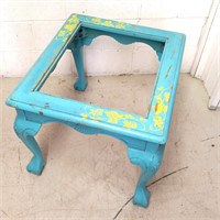Side table turquoise stencils missing glass