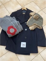 Vintage Pea Coat, Hat and Blanket