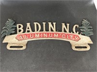 Badin NC aluminum tag topper