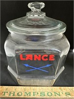 Small glass lid lance jar great condition!