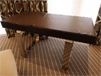 Leather and Polished Chrome Desk including Desk Ch