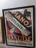 Pianos Daude VTG Framed Poster 19.5 x 25.5