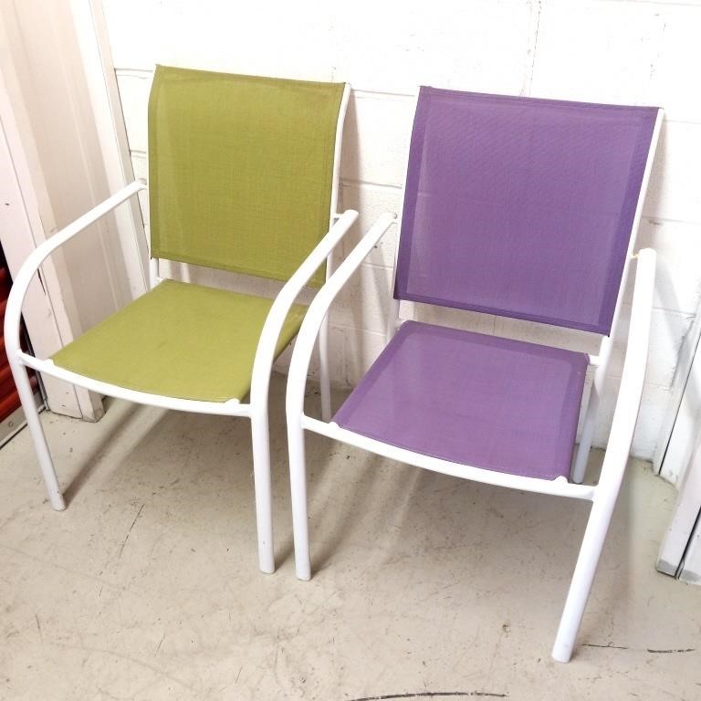 Pair of lawn / patio chairs green purple